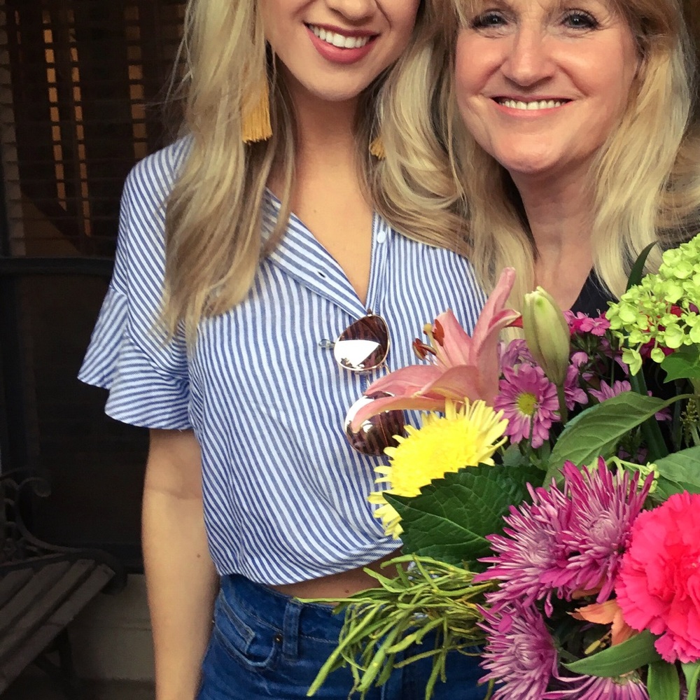 Blue and white striped blouse